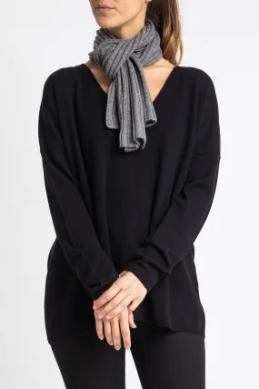 Cashmere Alex Rib Scarf in Charcoal Marle Grey