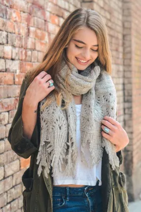 Feathered Lacey Knit Scarf