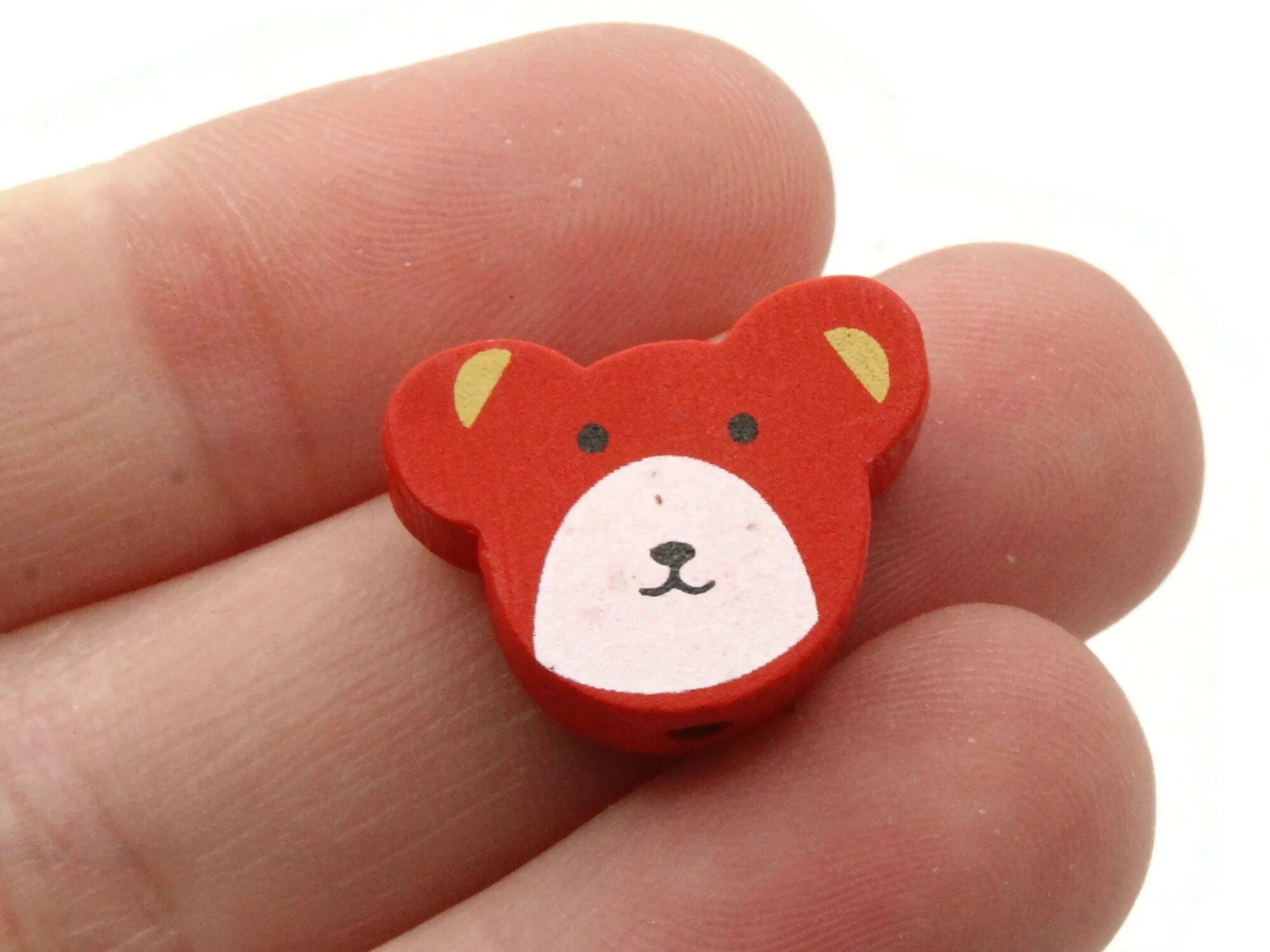 12 15mm Mixed Color Wooden Teddy Bear Beads