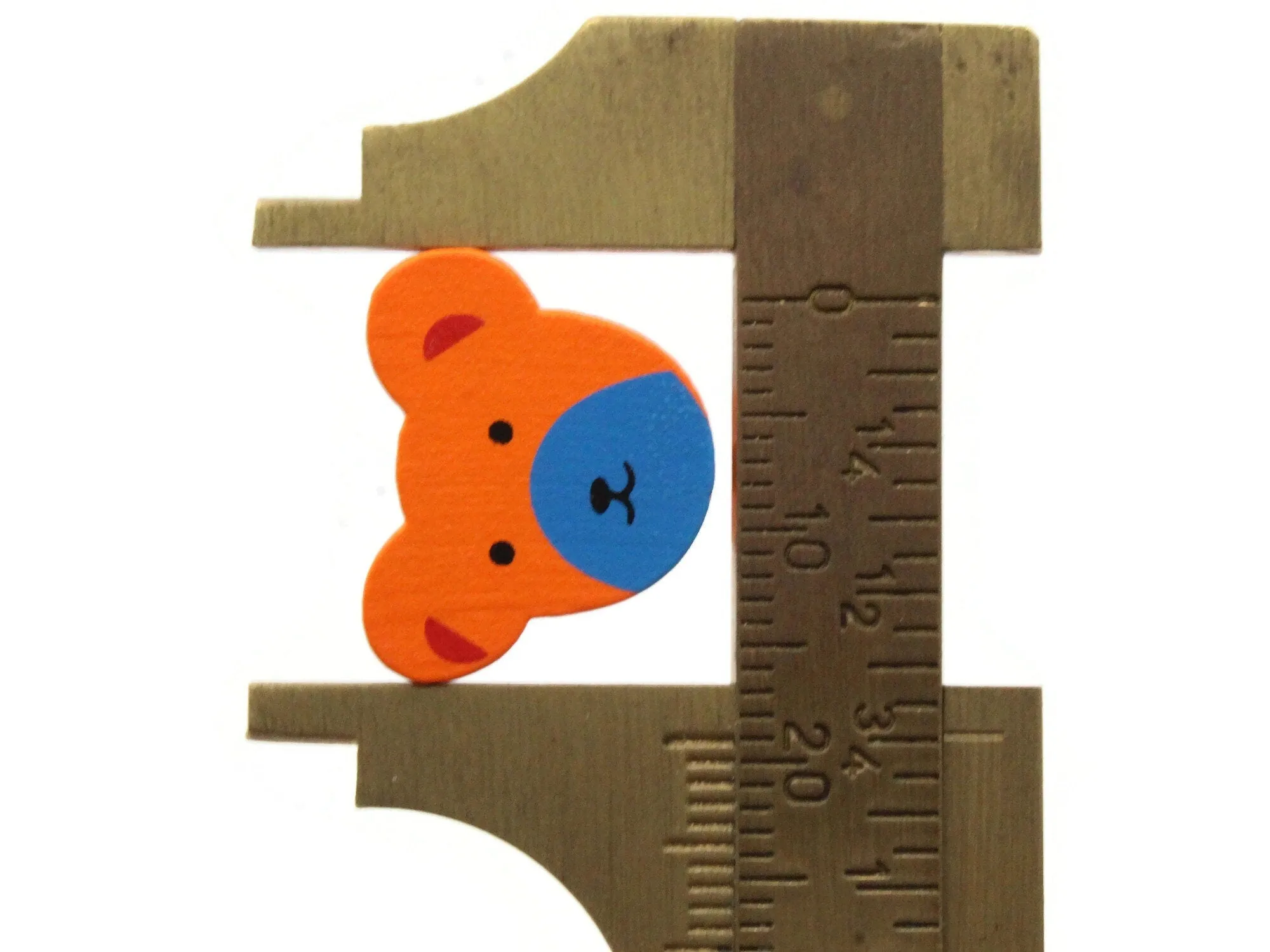 12 15mm Orange Wooden Teddy Bear Beads