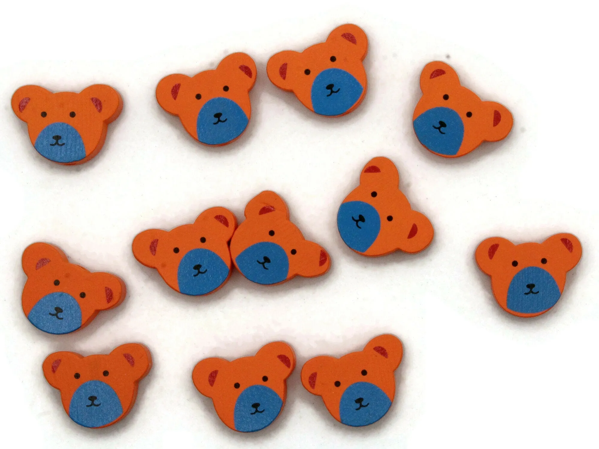 12 15mm Orange Wooden Teddy Bear Beads