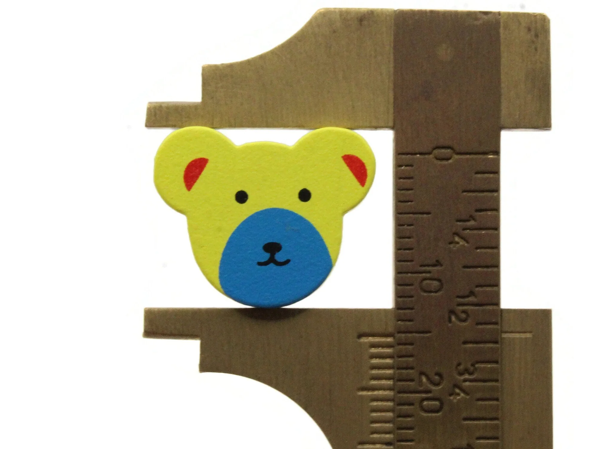 12 15mm Yellow and Blue Wooden Teddy Bear Beads