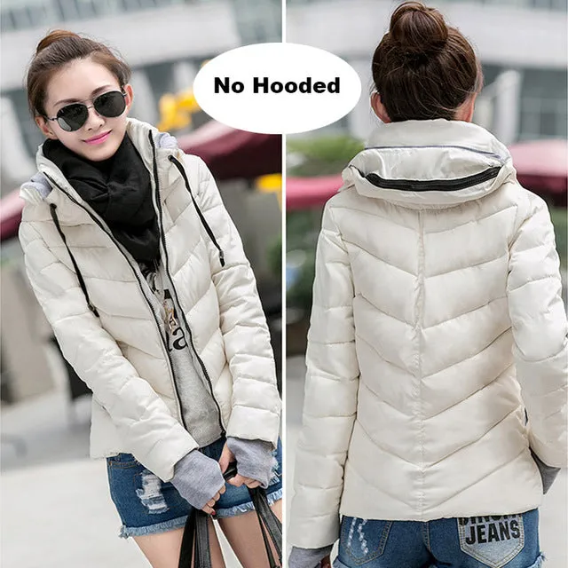 2017 Winter Jacket women Plus Size Womens Parkas Thicken Outerwear solid hooded Coats Short Female Slim Cotton padded basic tops