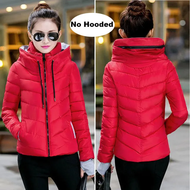 2017 Winter Jacket women Plus Size Womens Parkas Thicken Outerwear solid hooded Coats Short Female Slim Cotton padded basic tops