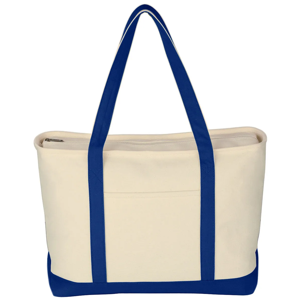 48-Hour Hit Natural/Royal Blue Large Starboard Cotton Canvas Tote Bag