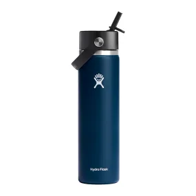 48-Hour Hydro Flask Indigo Wide Mouth 24oz Bottle with Flex Straw Cap