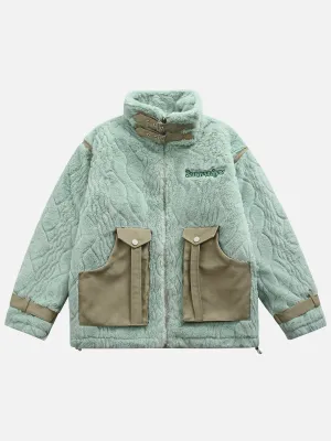 Aelfric Eden Big Pocket Patchwork Quilted Sherpa Coat