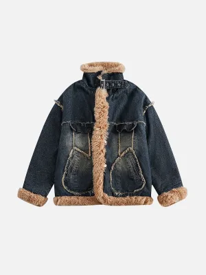 Aelfric Eden Denim Patchwork Sherpa Coat