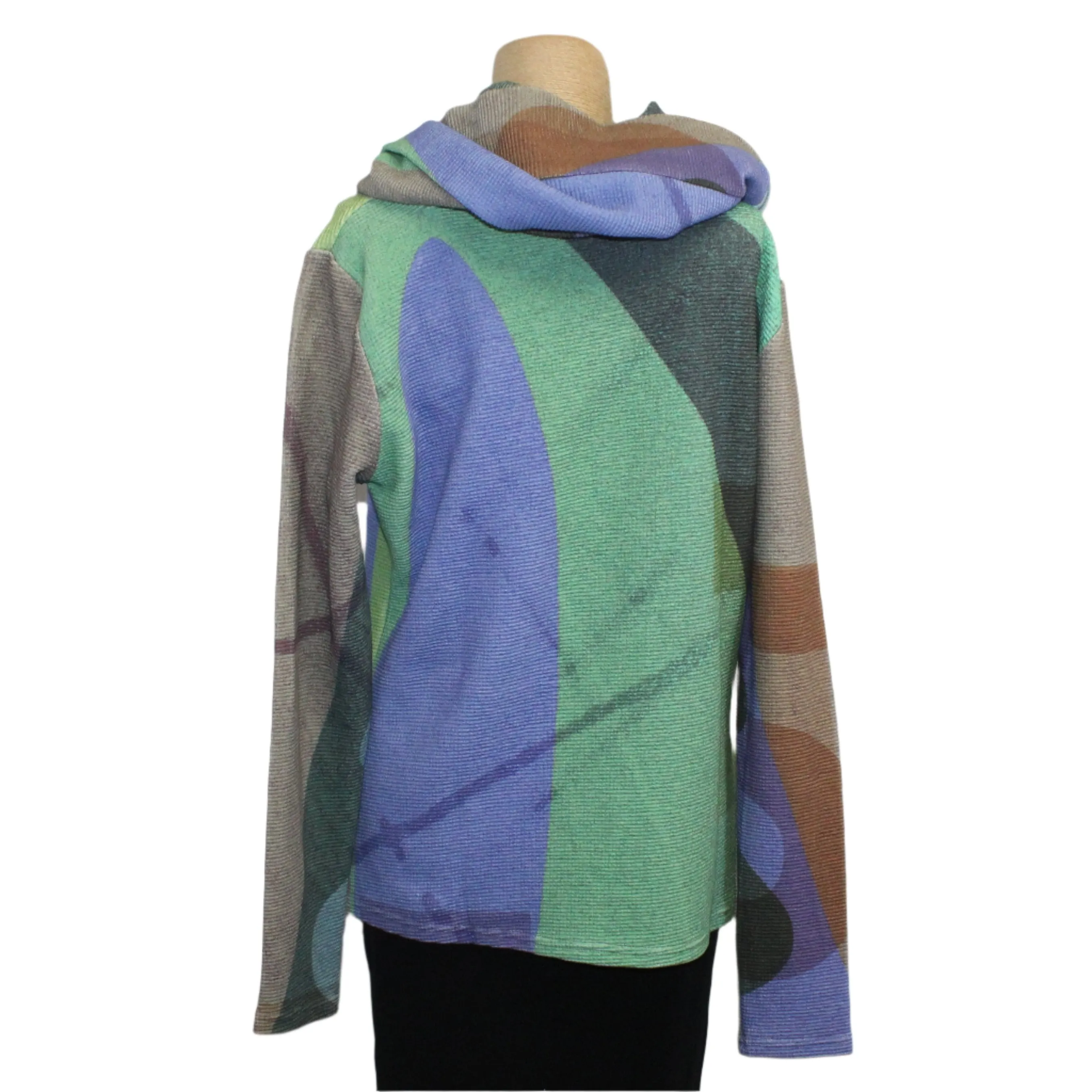 Andrea Geer Fitted Top With Scarf, Purple/Green/Tan S