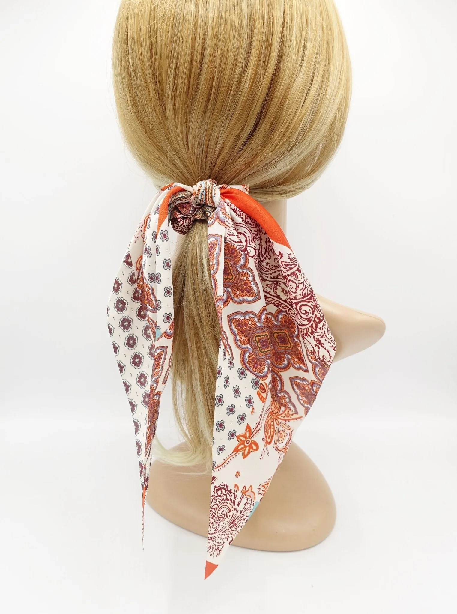 baroque print scarf scrunchies knot hair elastic pretty hair tie accessory for women