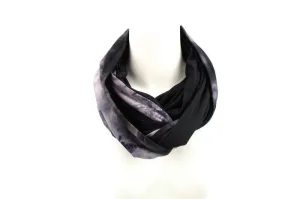 Black and Eggplant Tie Dye Knit Infinity Scarf