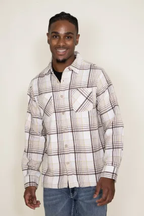 Brooklyn Cloth Heavy Flannel Shacket for Men in Cream | BKMD723F-CRM