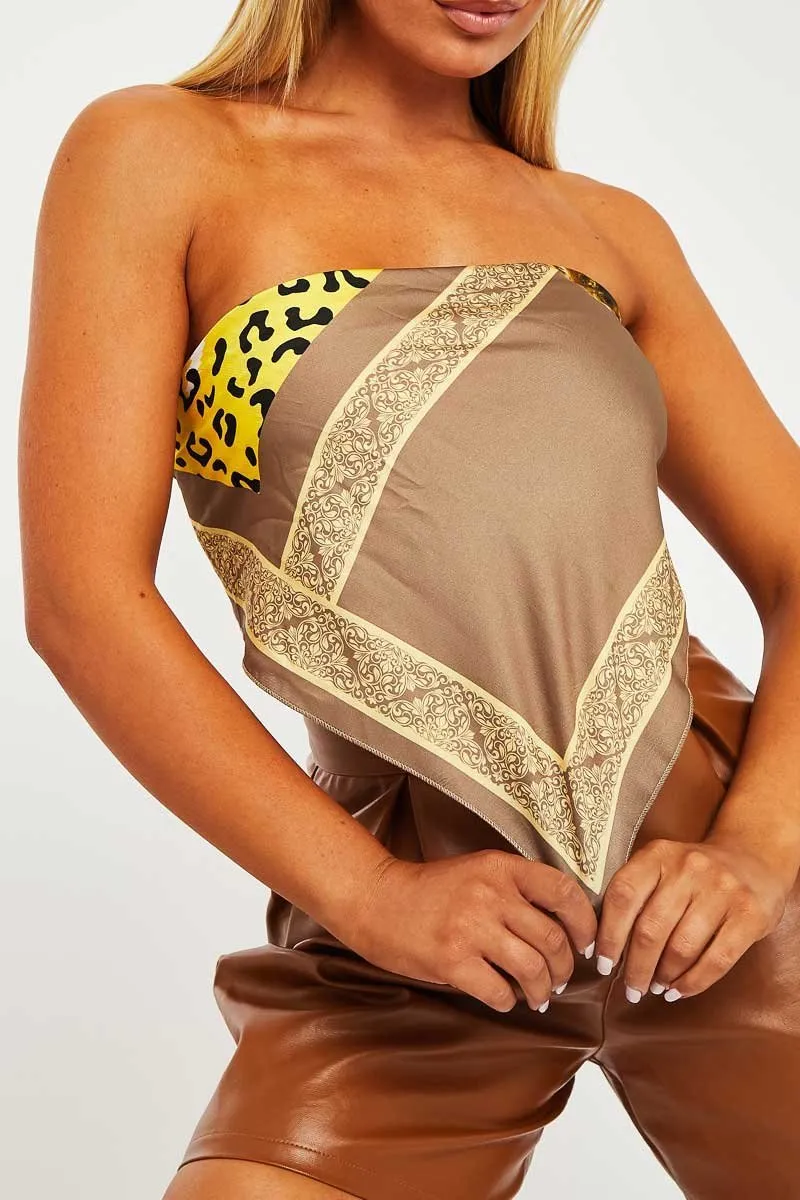 Brown Leopard Scarf Bandana Top - Malori