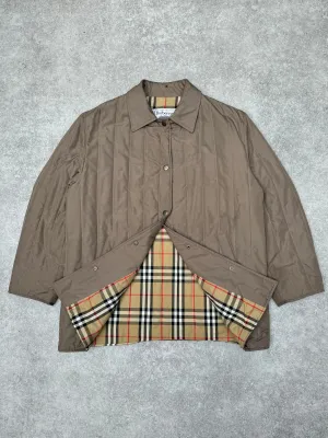 Burberry Beige Nova Check Lined Quilted Coat