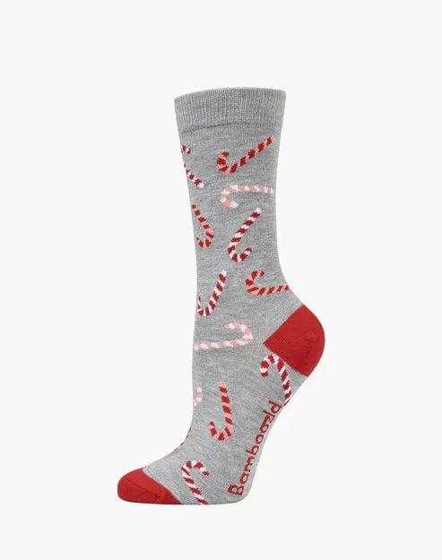 Candy Canes Women's Bamboo Crew Socks