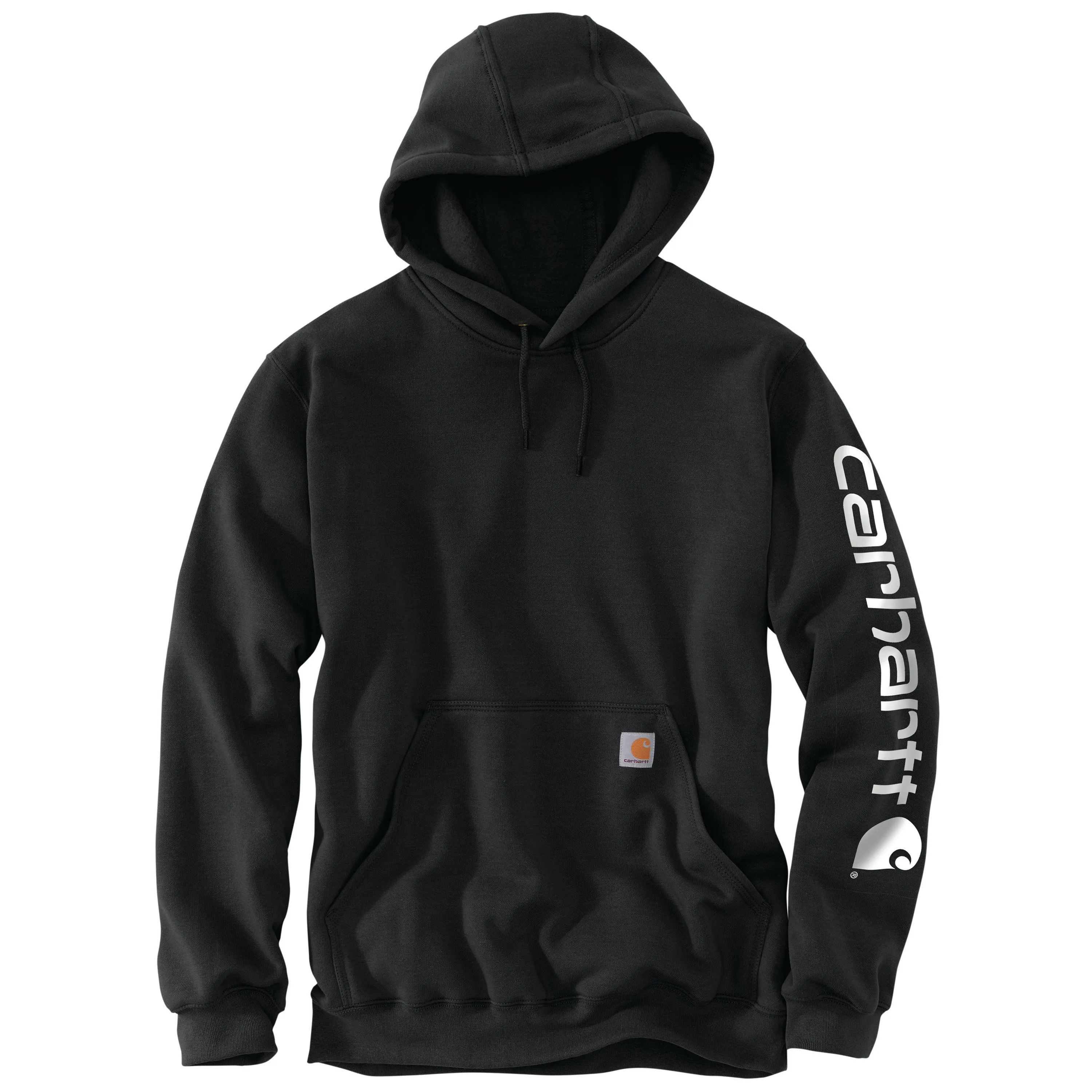 Carhartt Men's Signature Logo Hooded Pullover Sweatshirt_Black