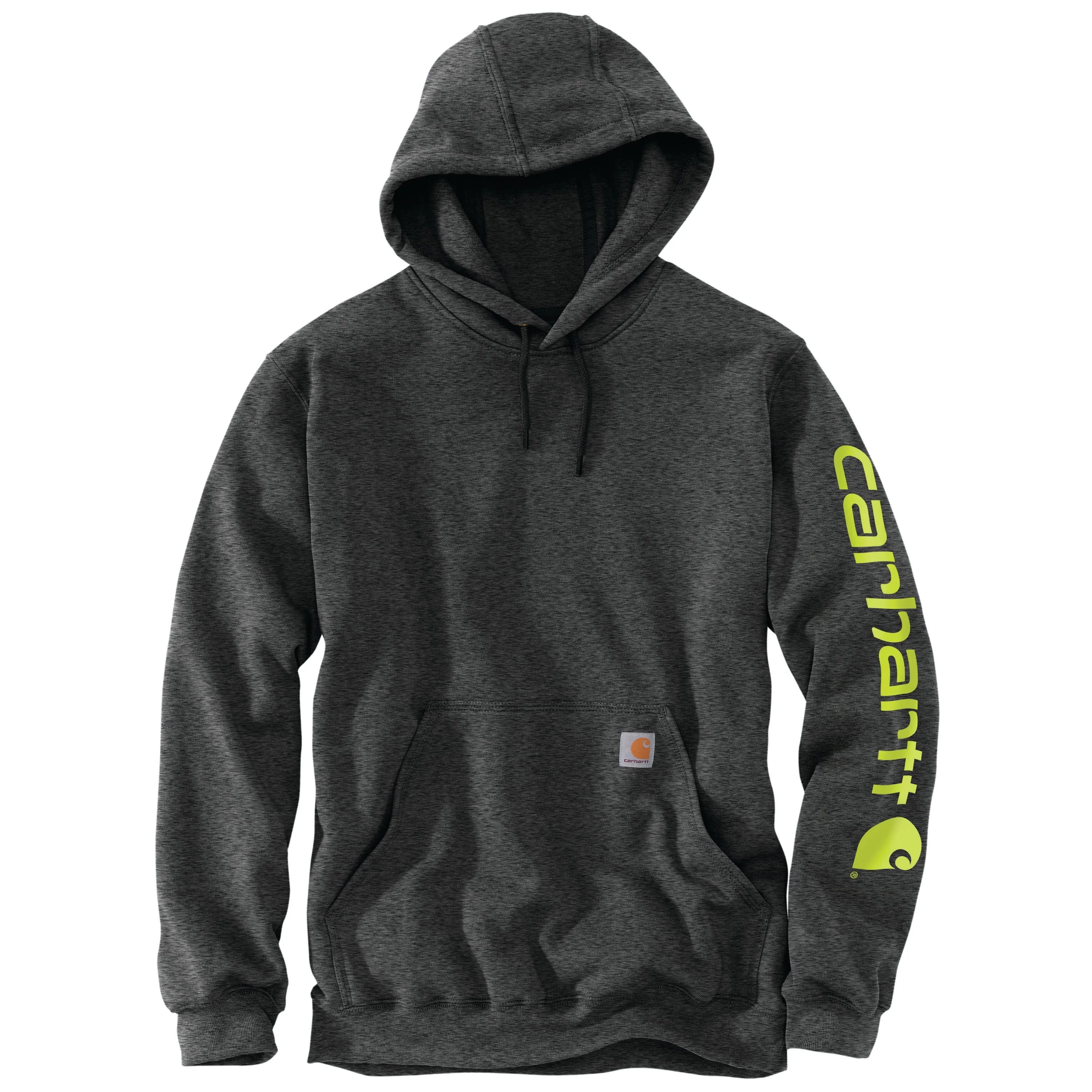 Carhartt Men's Signature Logo Hooded Pullover Sweatshirt_Carbon Heather