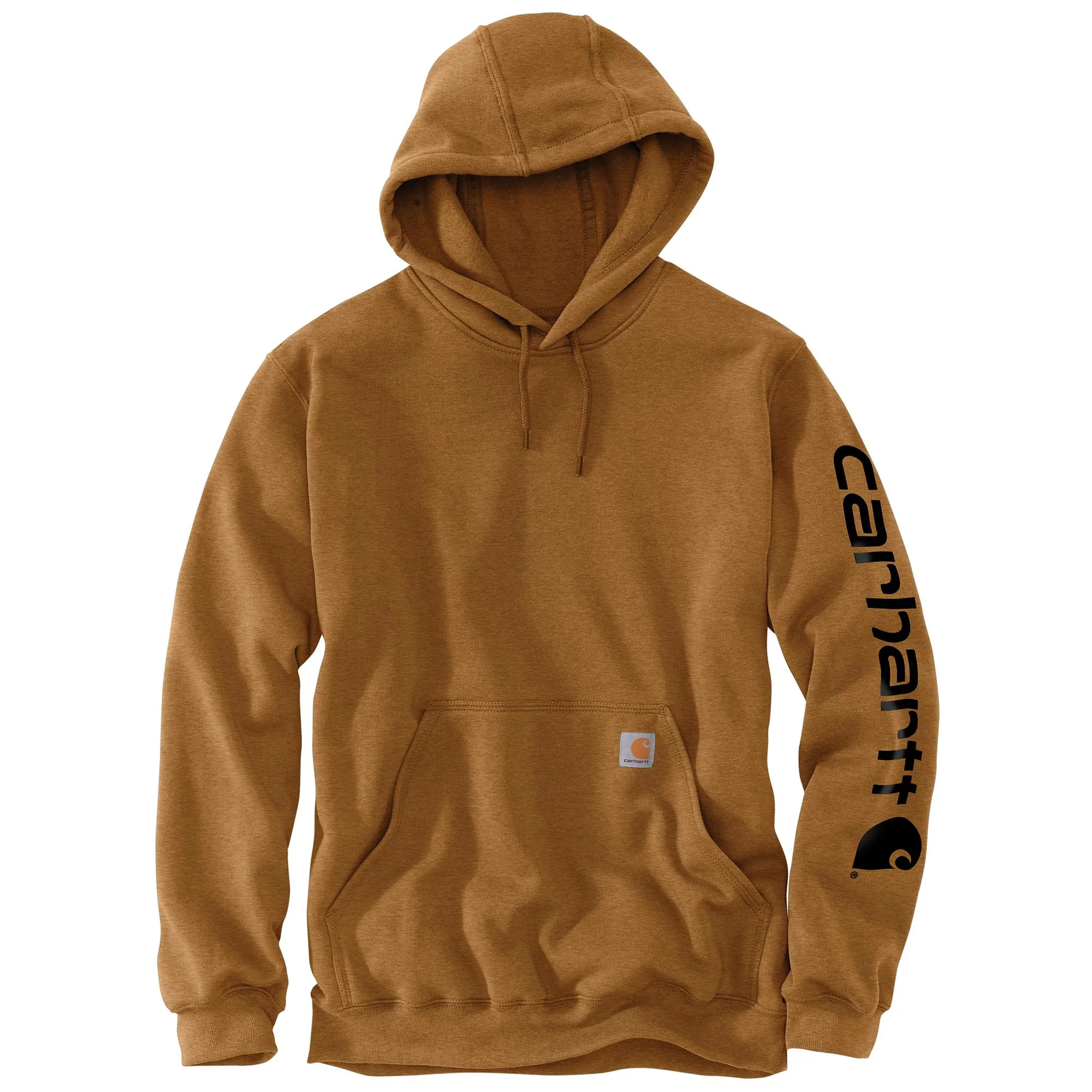 Carhartt Men's Signature Logo Hooded Pullover Sweatshirt_Carhartt Brown