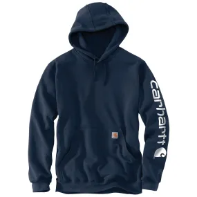 Carhartt Men's Signature Logo Hooded Pullover Sweatshirt_New Navy