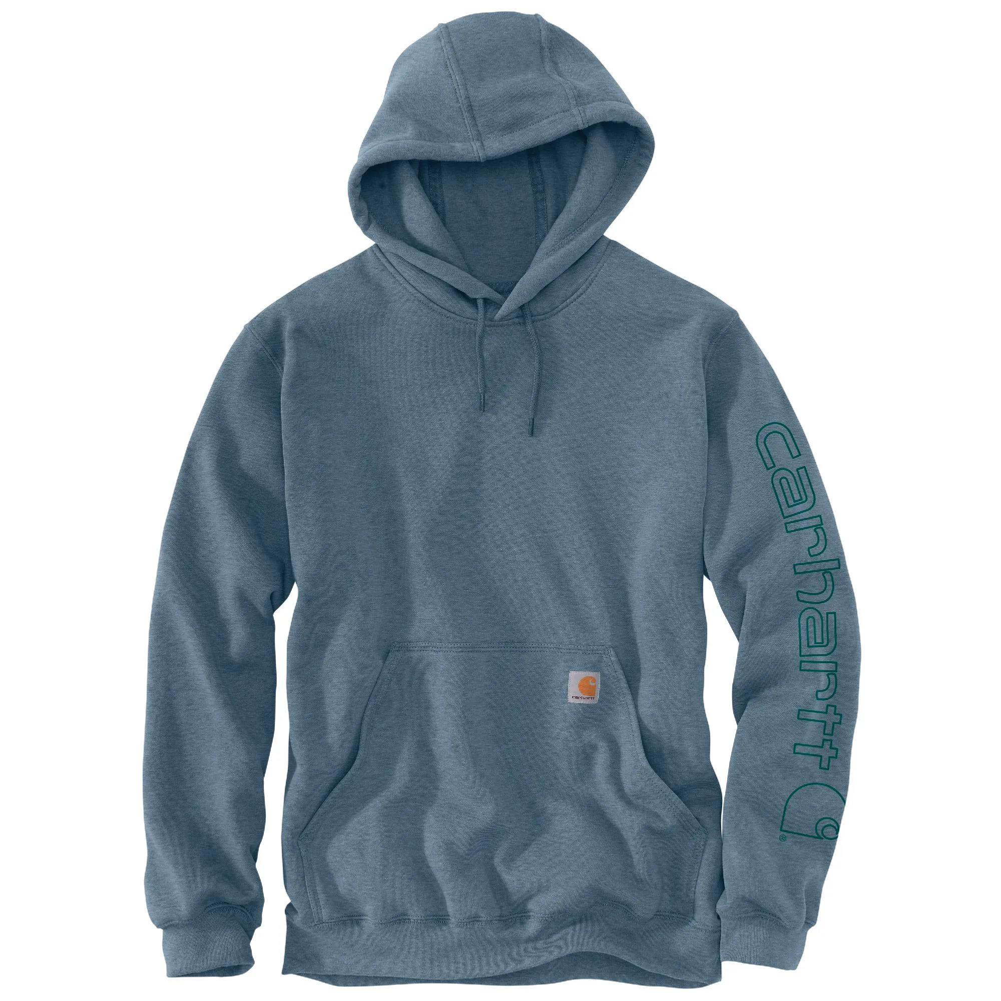 Carhartt Men's Signature Logo Hooded Pullover Sweatshirt_Thundercloud Heather