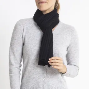 Cashmere Alex Rib Scarf in Black