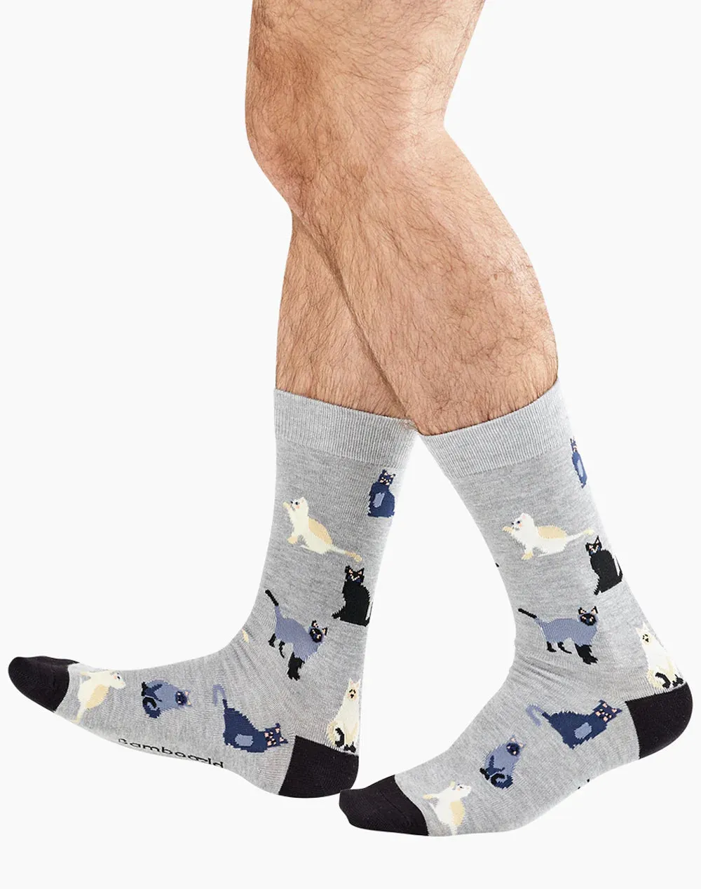 Cats in Blue Bamboo Men's Crew Socks