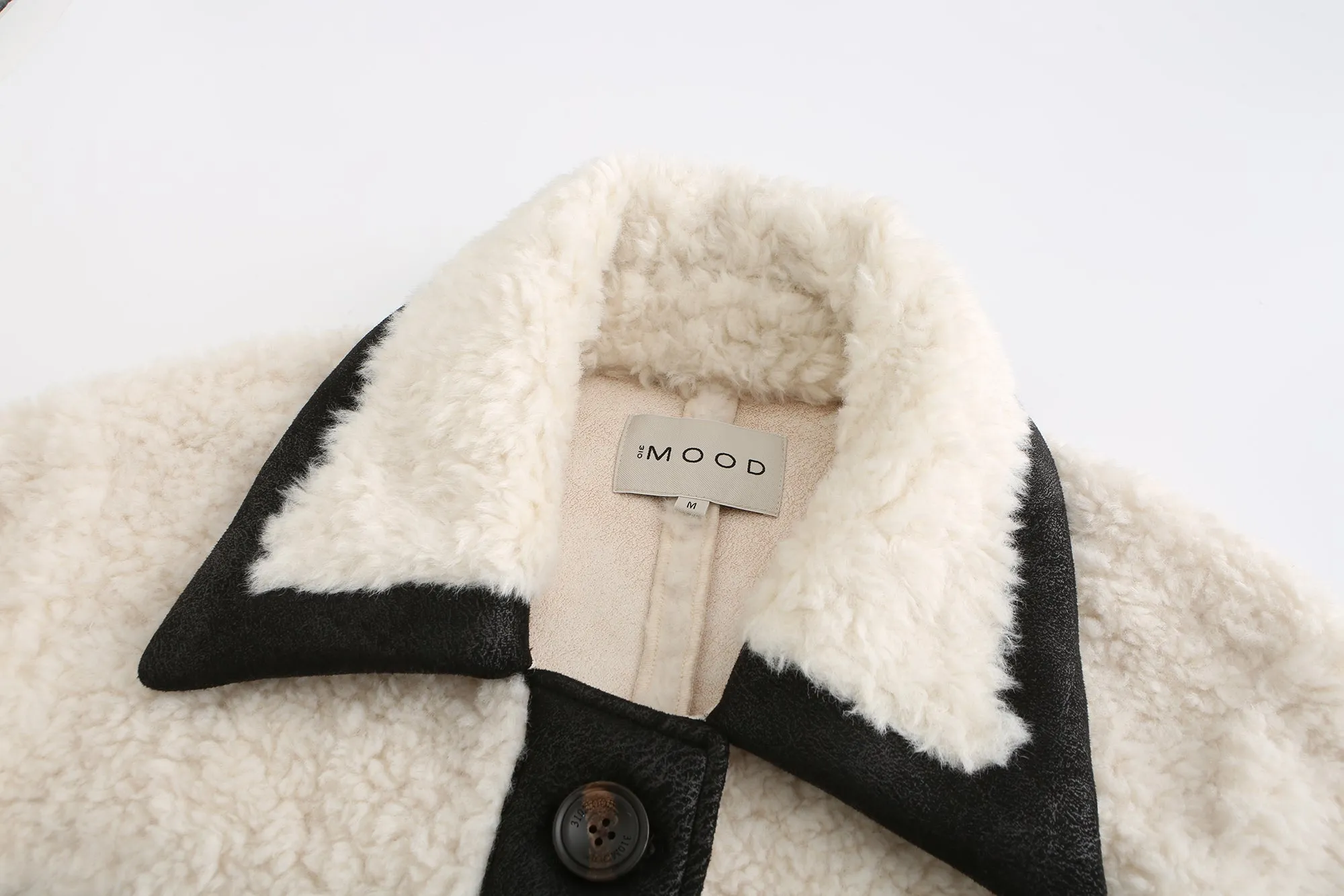 Classic Patched Teddy Bear Coat - White