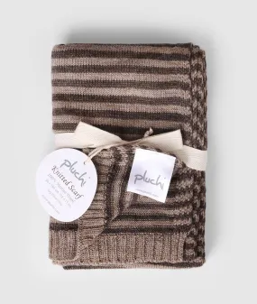 Classic Stripes Merino Wool Scarf (Dark Brown & Fawn Mix)