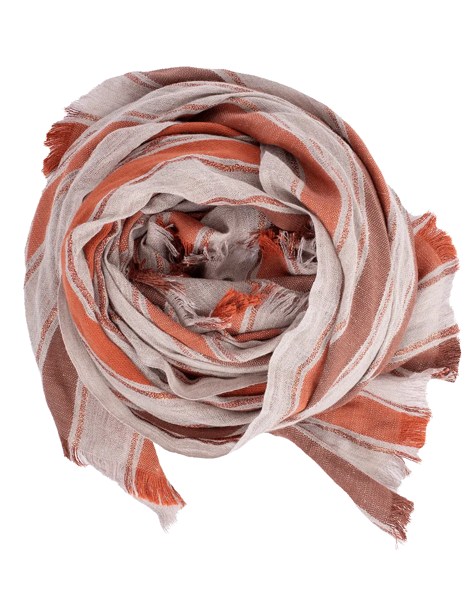 Cotton and Linen Wide Stripe Scarf