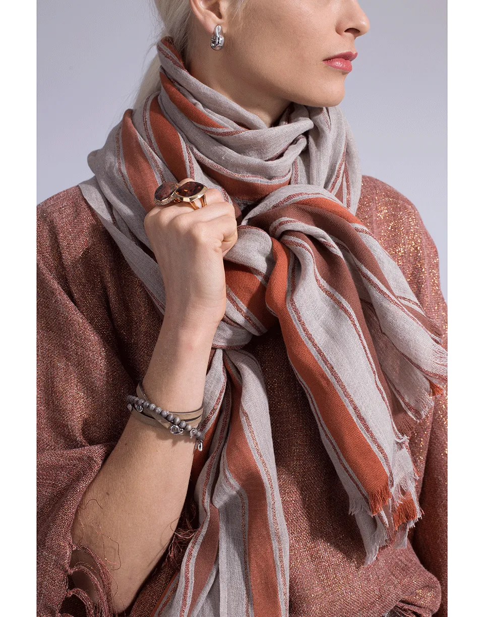 Cotton and Linen Wide Stripe Scarf