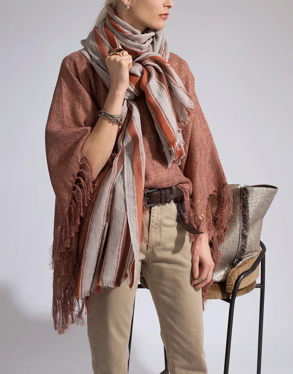 Cotton and Linen Wide Stripe Scarf