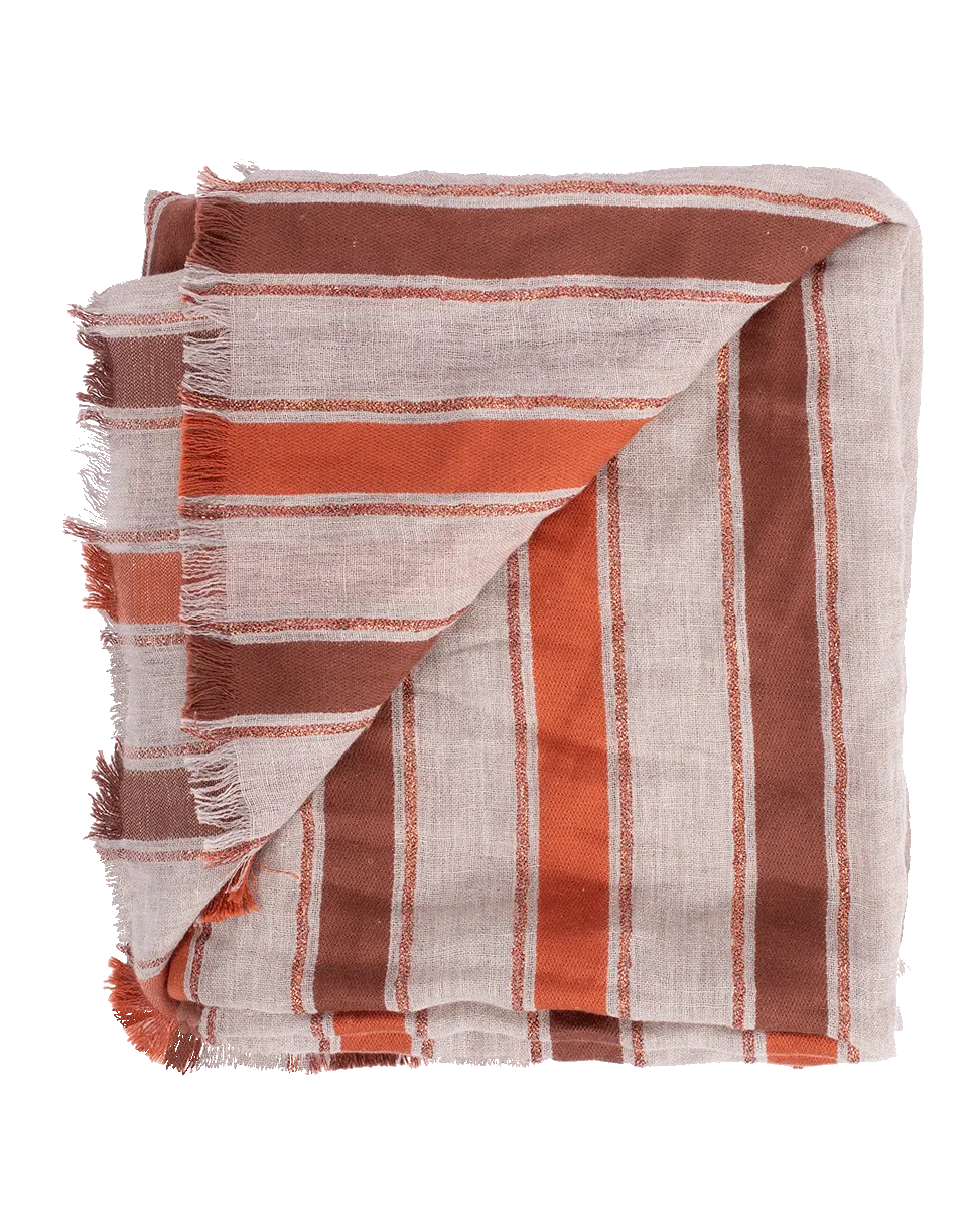 Cotton and Linen Wide Stripe Scarf