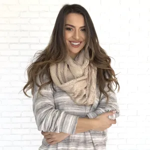 Cozy Knit Infinity Scarf in Taupe