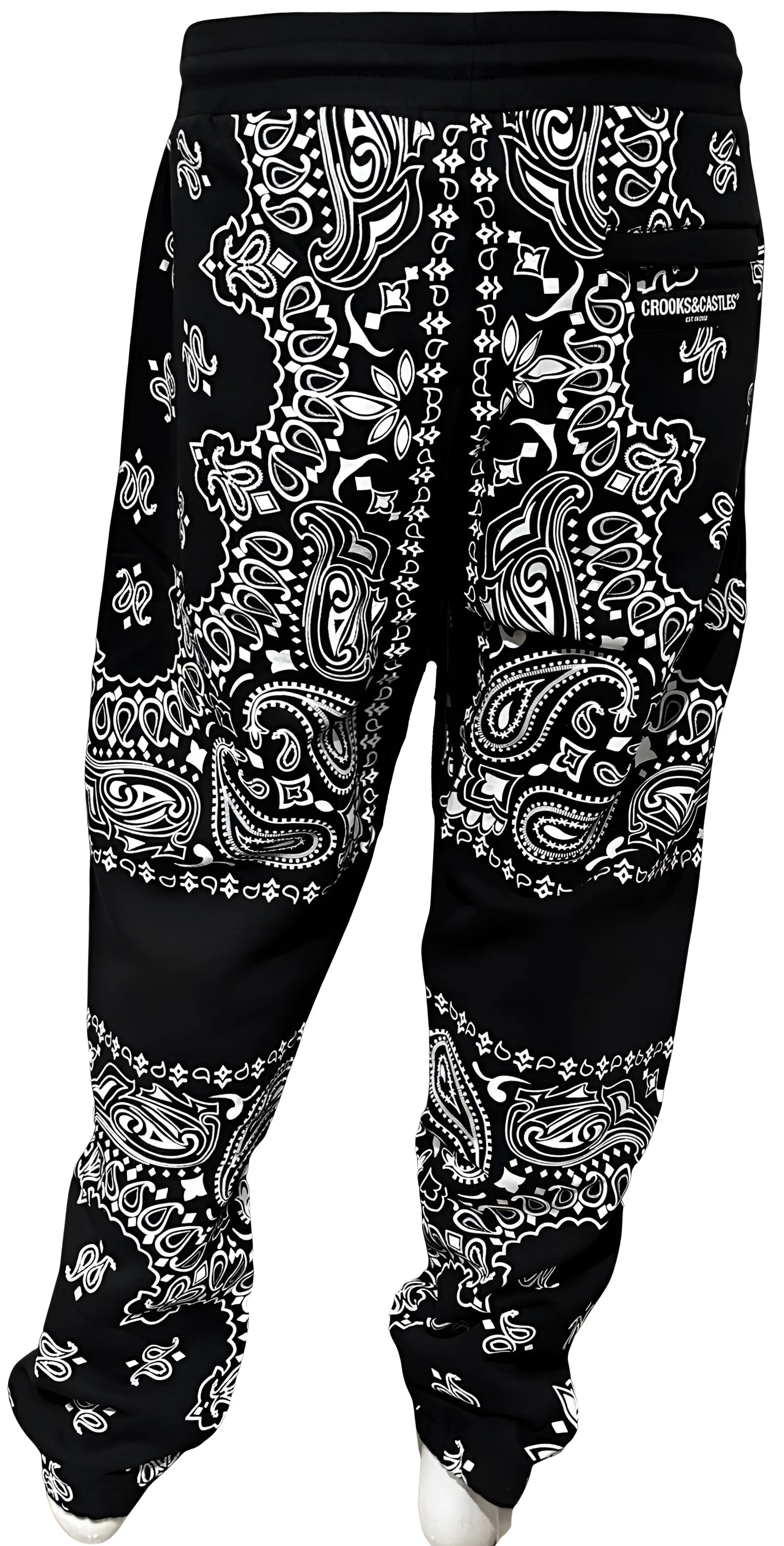 ^CROOKS & CASTLES^ (BLACK) *PAISLEY* JOGGER SWEATPANTS FOR MEN