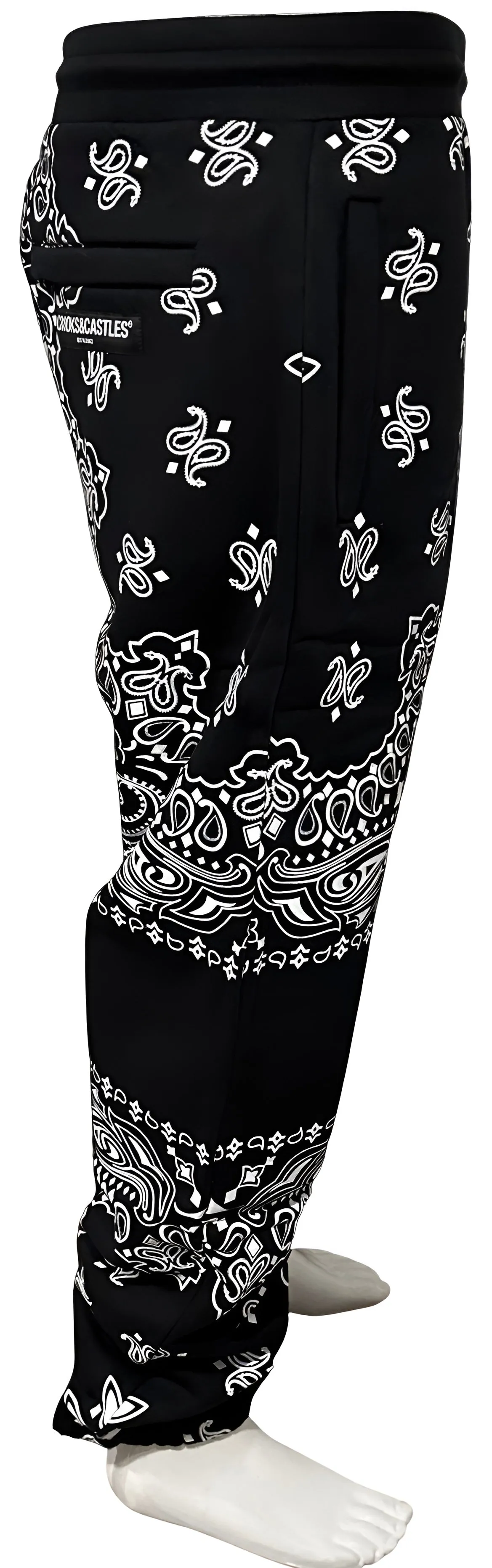 ^CROOKS & CASTLES^ (BLACK) *PAISLEY* JOGGER SWEATPANTS FOR MEN