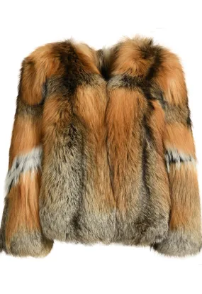 DALINA Plush Red Fox Fur Coat