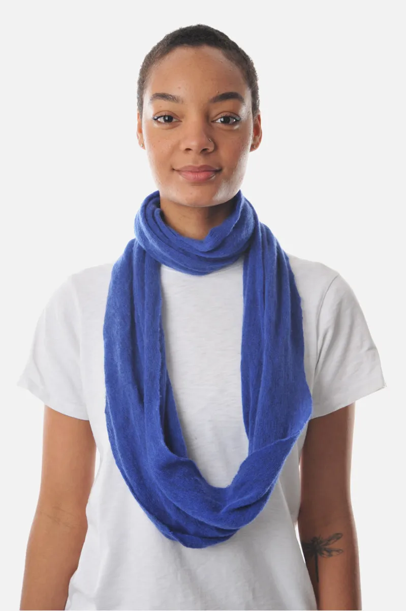 Deep Blue Melange Knit Cashmere Tube Scarf