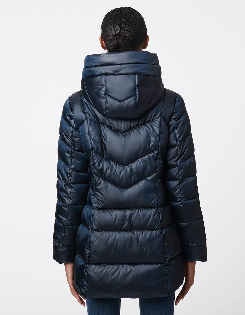 Fab Funnel Shiny Quilted Puffer