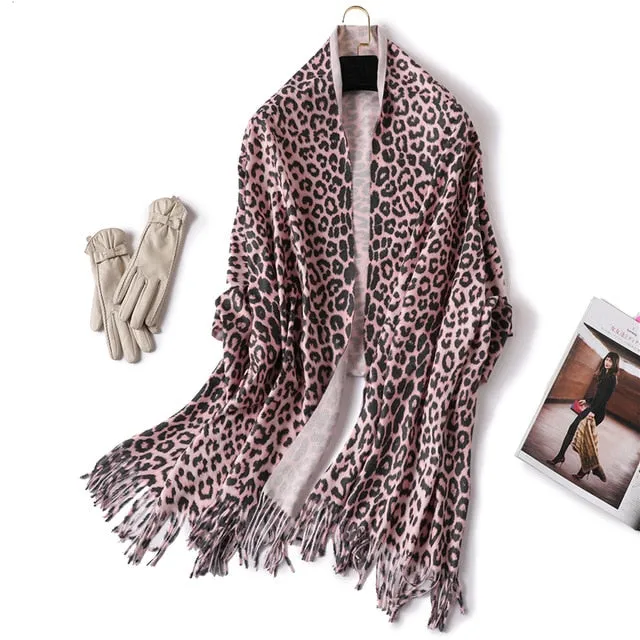 Fashion Silk Scarf Leopard Printed Bandana Shawl #2023