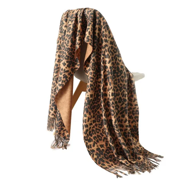 Fashion Silk Scarf Leopard Printed Bandana Shawl #2023