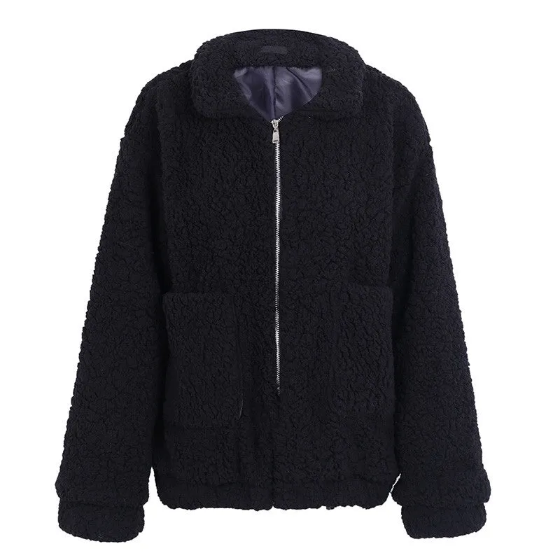 Faux lambswool oversized jacket