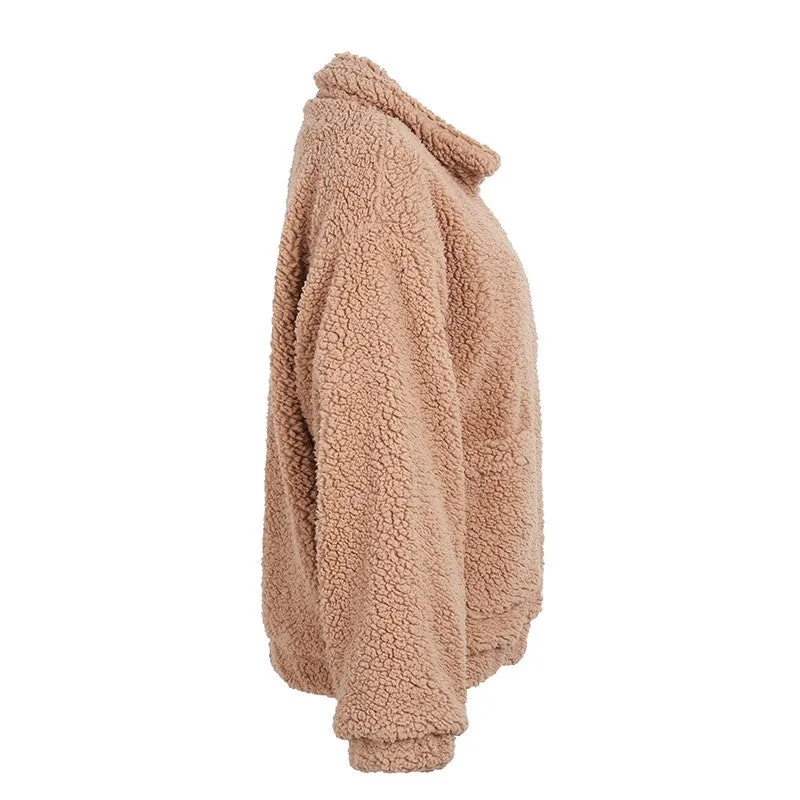 Faux lambswool oversized jacket