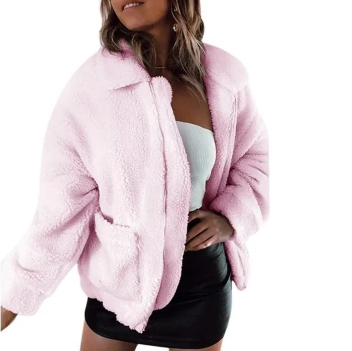 Faux lambswool oversized jacket