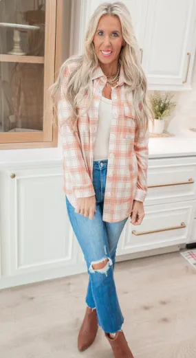 Forever Favorite Plaid Shacket in Cream Butter Orange #1  | Salty WavE *