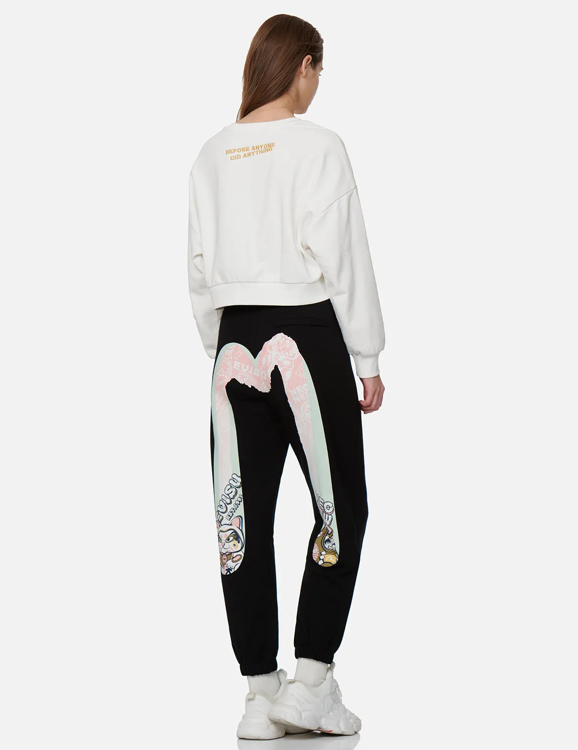 Fortune Cat and Daruma Double Daicock Print Sweatpants