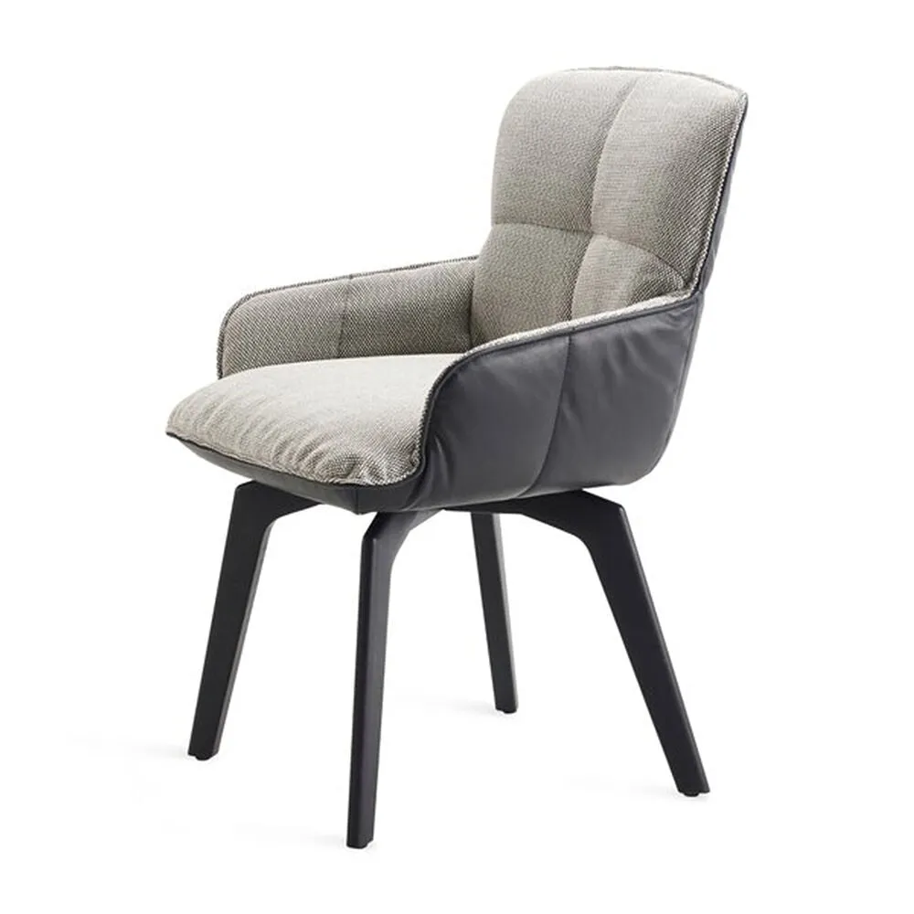 freifrau | marla armchair low | wood frame black | opera pepper   ebony (black) leather