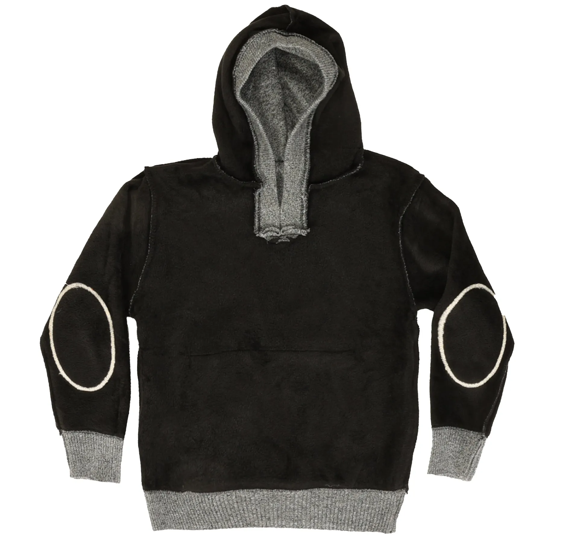 Gioberti Men's Melange Charcoal Knitted Pullover Hoodie Sweater with Soft Velvet Underlining