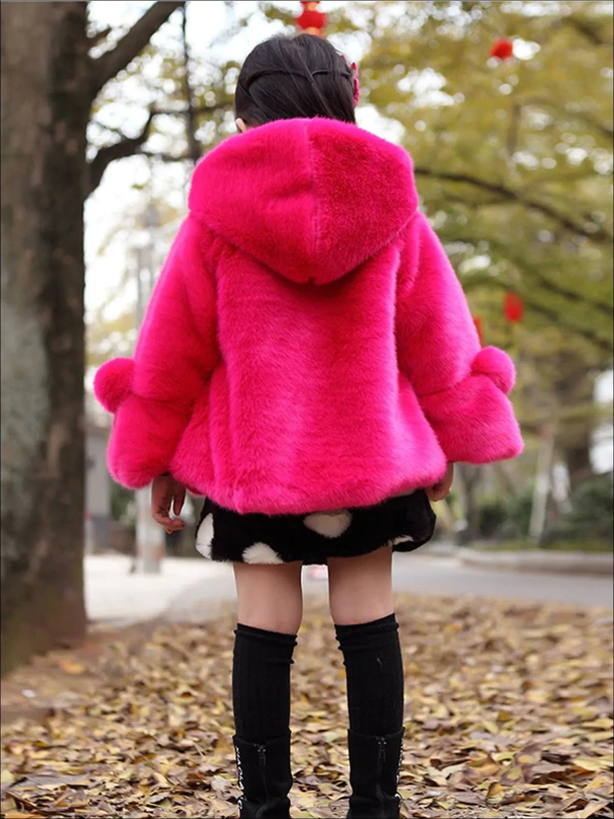 Girls Plush Hooded Winter Coat