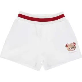 Girls White Teddy Print Shorts