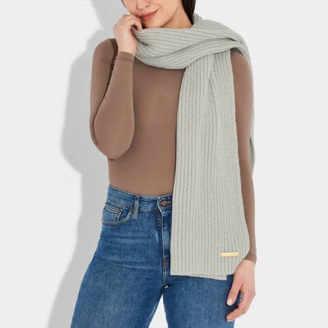 Grey Ribbed Knit Scarf KLS542